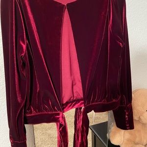 Maroon red velvet size large open back top